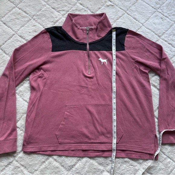 Victoria’s Secret PINK | Logo Shoulder Begonia Quarter Zip Pullover | Size Large - Picture 11 of 11